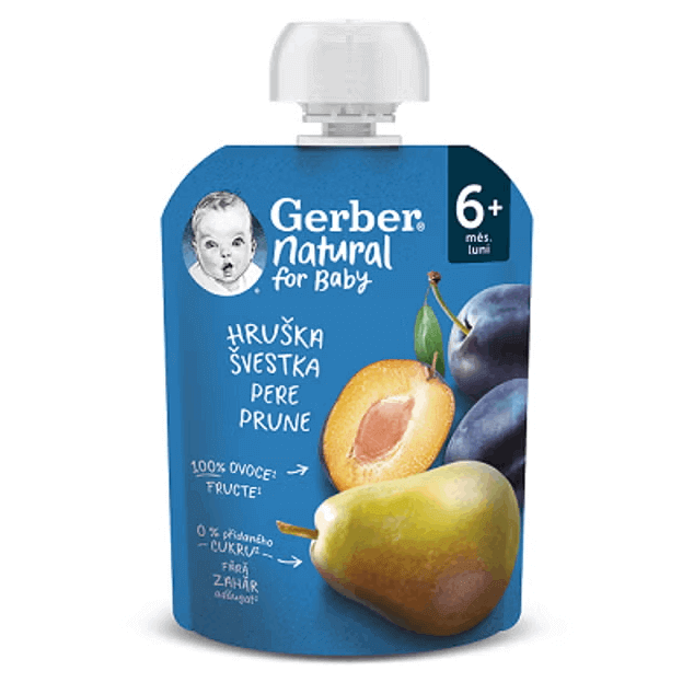GERBER Natural kapsička hruška a švestka 90 g