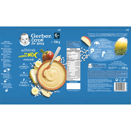 GERBER Cereal mléčná kaše ovocná na dobrou noc 230 g