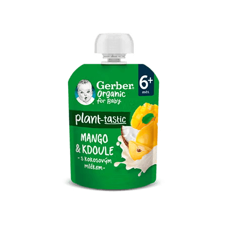 GERBER Organic ovocná kapsička mango a kdoule s kokosovým mlékem 80 g