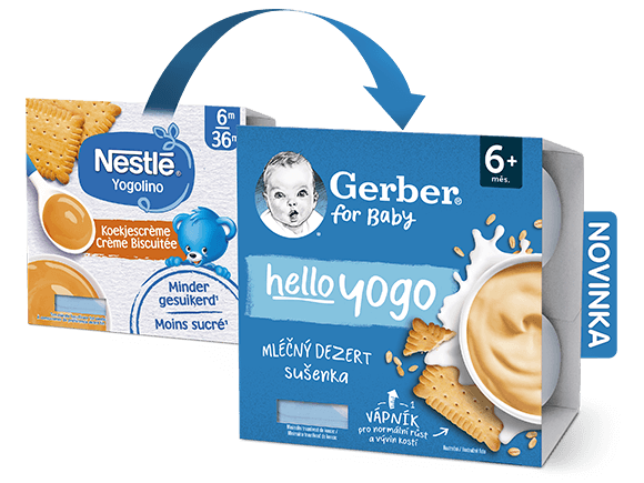 GERBER hello yogo mléčný dezert se sušenkami 4x100 g
