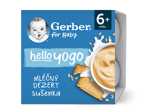 GERBER hello yogo mléčný dezert se sušenkami 4x100 g