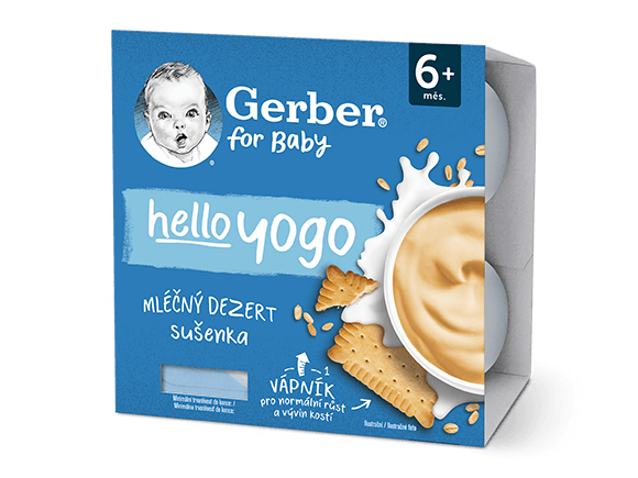 GERBER hello yogo mléčný dezert se sušenkami 4x100 g