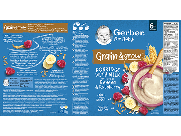 GERBER mléčná kaše banán a malina 200 g