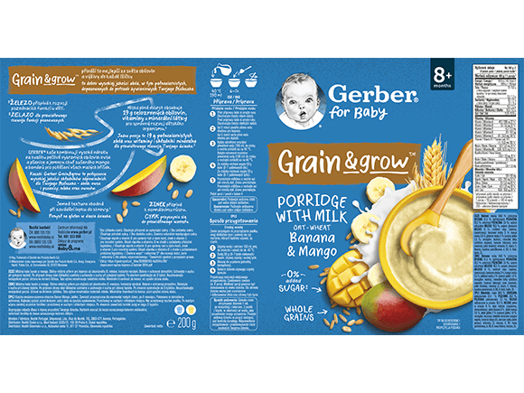 GERBER mléčná kaše banán a mango 200 g