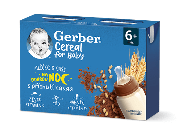 GERBER Cereal mlíčko s kaší s příchutí kakaa 2x200 ml