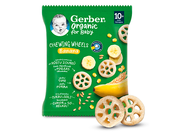 GERBER Organic chewing wheels křupavá kolečka s banánem 28g
