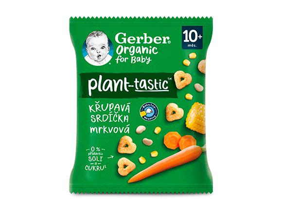 GERBER Organic křupavá srdíčka s mrkví 28 g