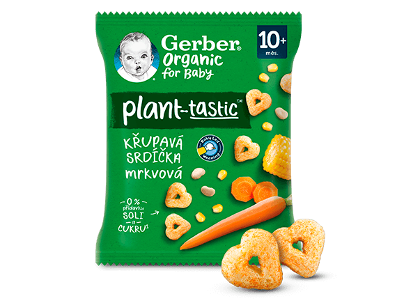 GERBER Organic křupavá srdíčka s mrkví 28 g