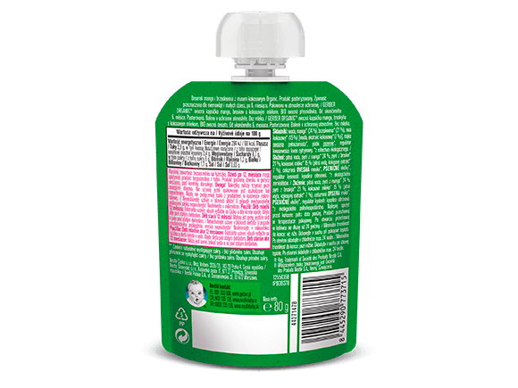 GERBER Organic ovocná kapsička mango a broskev s kokosovým mlékem 80 g