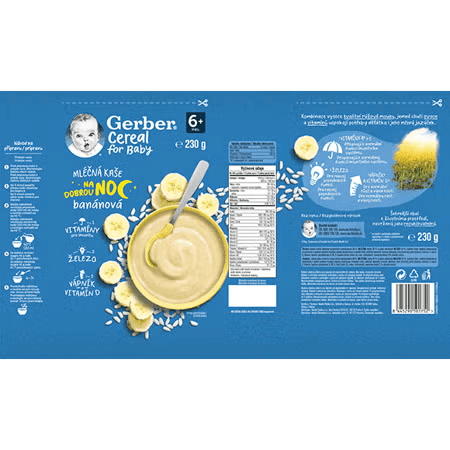 GERBER Cereal mléčná kaše banánová na dobrou noc 230 g