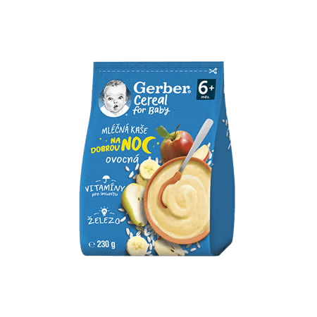 GERBER Cereal mléčná kaše ovocná na dobrou noc 230 g