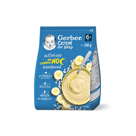 GERBER Cereal mléčná kaše banánová na dobrou noc 230 g