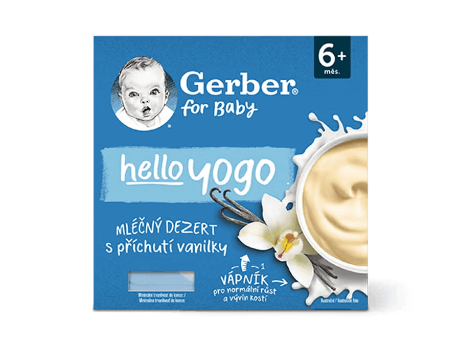 GERBER hello yogo mléčný dezert s příchutí vanilky 4x100 g