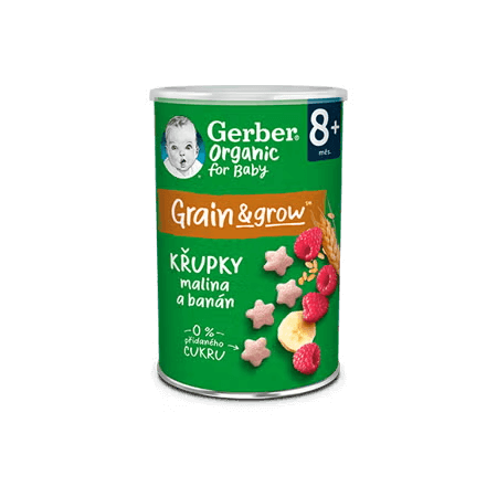 GERBER Organic křupky s banánem a malinami 35 g