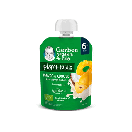 GERBER Organic ovocná kapsička mango a kdoule s kokosovým mlékem 80 g