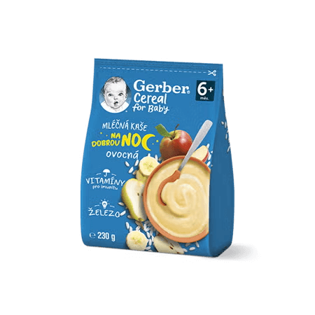 GERBER Cereal mléčná kaše ovocná na dobrou noc 230 g