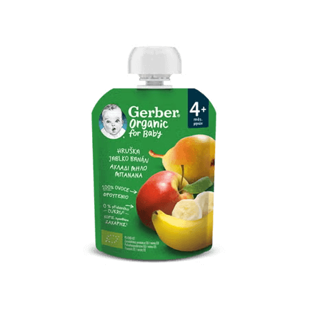 GERBER Organic kapsička hruška, jablko a banán 90 g