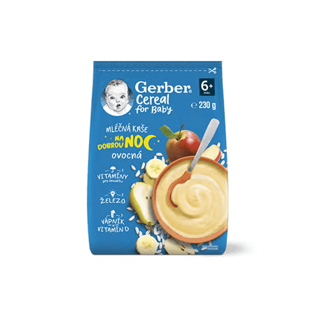 GERBER Cereal mléčná kaše ovocná na dobrou noc 230 g