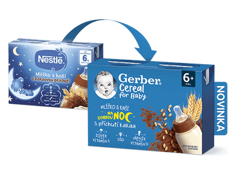 GERBER Cereal mlíčko s kaší s příchutí kakaa 2x200 ml