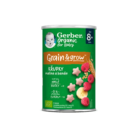 GERBER Organic křupky s banánem a malinami 35 g