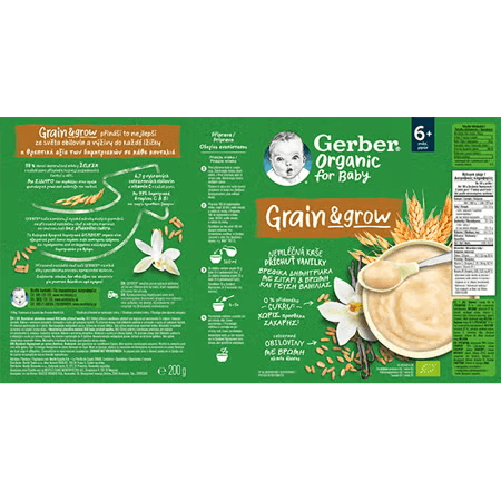 GERBER Organic nemléčná kaše s příchutí vanilky 200 g