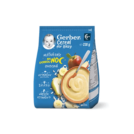 GERBER Cereal mléčná kaše ovocná na dobrou noc 230 g
