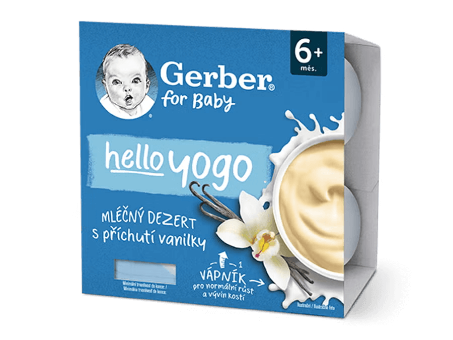 GERBER hello yogo mléčný dezert s příchutí vanilky 4x100 g