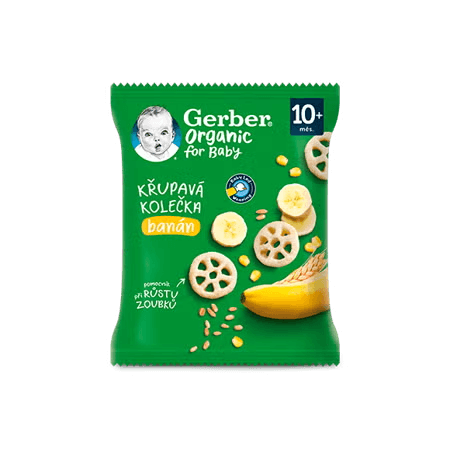 GERBER Organic chewing wheels křupavá kolečka s banánem 28 g