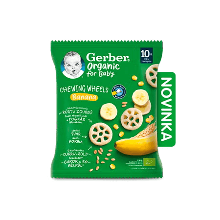 GERBER Organic chewing wheels křupavá kolečka s banánem 28 g
