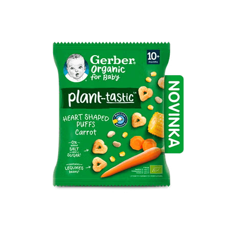 GERBER Organic křupavá srdíčka s mrkví 28 g
