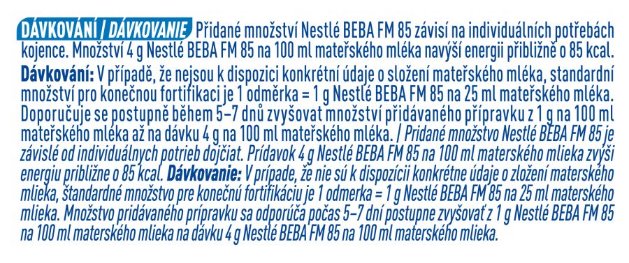 BEBA FM 85 dávkování