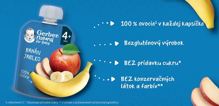Benefity kapsička GERBER Natural banán a jablko 90 g