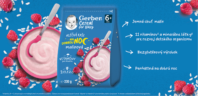 Banner_GERBER Cereal mliečna kaša malinová na dobrú noc