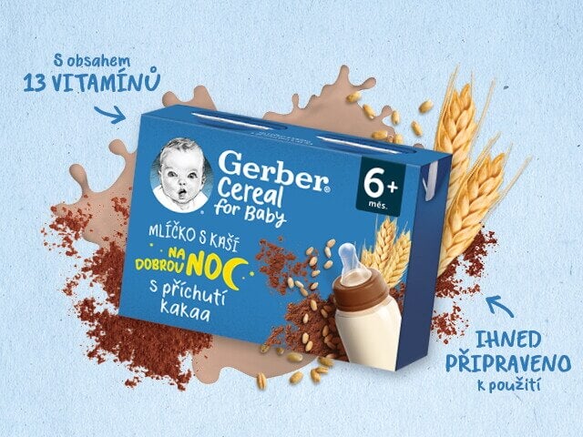 GERBER Cereal mlíčko s kaší s příchutí kakaa 2x200 ml