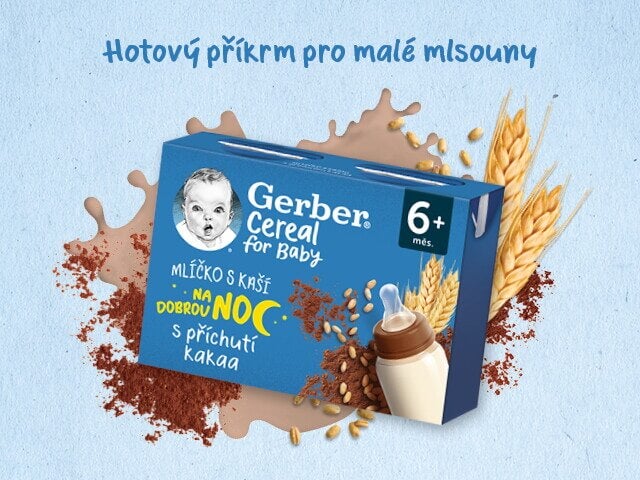GERBER Cereal mlíčko s kaší s příchutí kakaa 2x200 ml