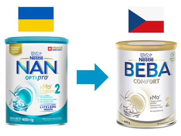 Перехід з української молочної суміші Nestlé NAN на чеську суміш Nestlé BEBА