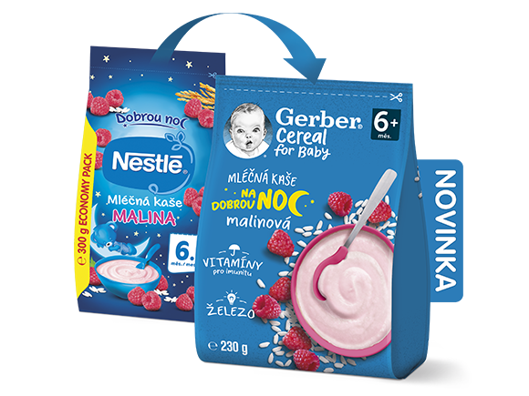 GERBER Cereal mléčná kaše malinová_záměna