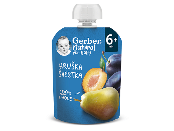 GERBER Natural kapsička hruška a švestka 90 g