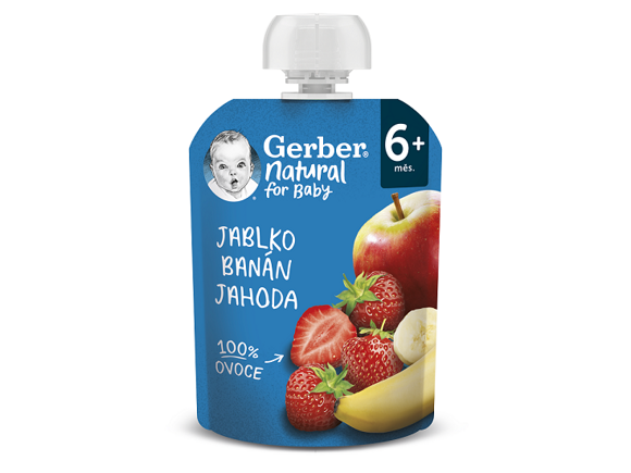 GERBER Natural kapsička jablko, banán a jahoda GERBER Natural kapsička jablko, banán a jahoda