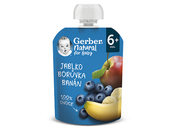 GERBER Natural kapsička jablko, borůvka a banán GERBER Natural kapsička jablko, borůvka a banán