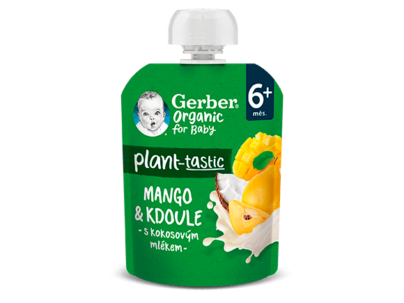 GERBER Organic ovocná kapsička mango a kdoule s kokosovým mlékem 80 g