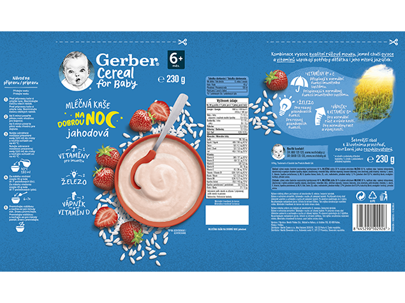GERBER Cereal mléčná kaše jahodová_obal