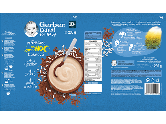 GERBER Cereal mléčná kaše kakaová_obal