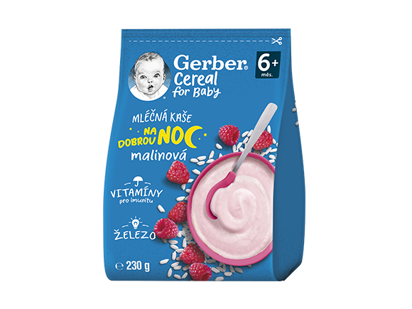 GERBER Cereal mléčná kaše malinová