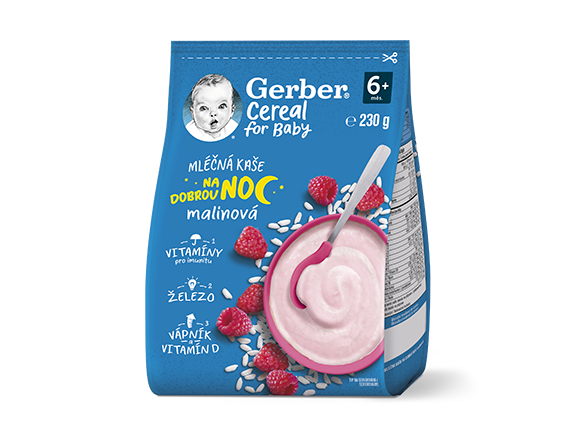 GERBER Cereal mléčná kaše malinová