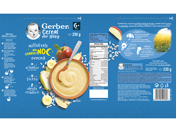 GERBER Cereal mléčná kaše ovocná na dobrou noc_obal