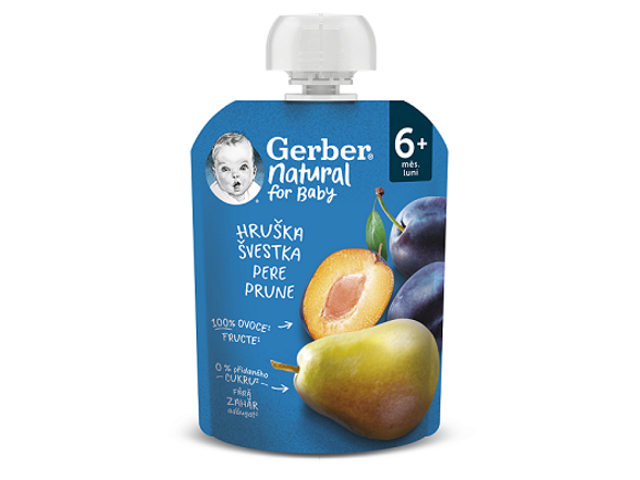 GERBER Natural kapsička hruška a švestka 90 g