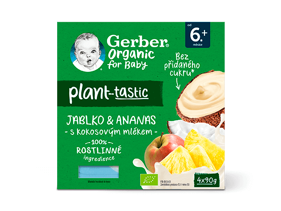 GERBER Organic 100% rostlinný dezert jablko a ananas_T1