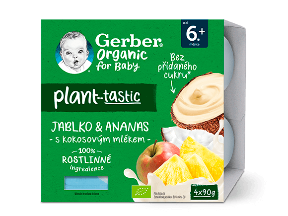 GERBER Organic 100% rostlinný dezert jablko a ananas