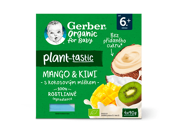 GERBER Organic 100% rostlinný dezert mango a kiwi_T1